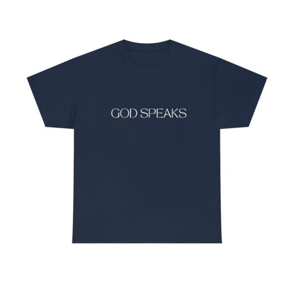 Front, God Speaks, Navy T-Shirt