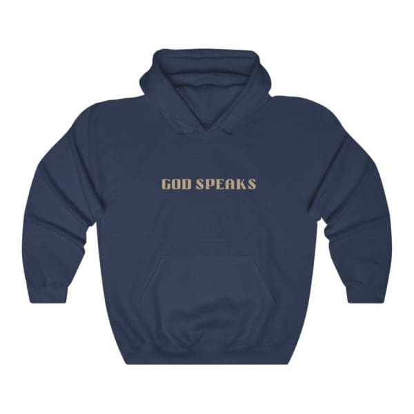 Front, God Speaks Hoodie, Navy